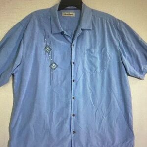 Tommy Bahama Blue Embroidered Casual Shirt